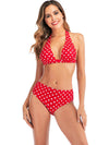 Bikini-Sexy Halterneck High Waist Bikini-Red-front