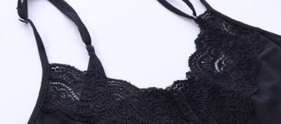 Sleepwear-sexy lace cami sleep dress-Navy-detail