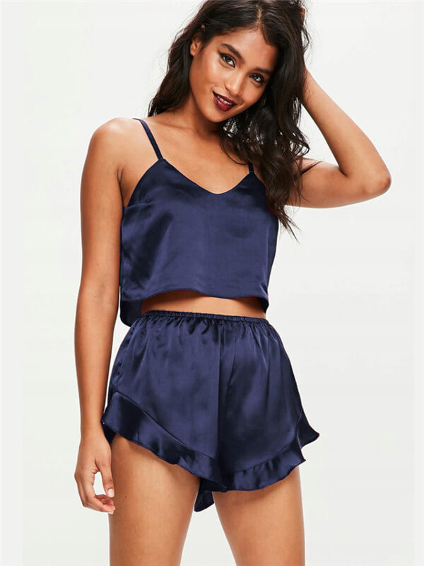 Sleepwear-spaghetti strap sleepwear-navy-front