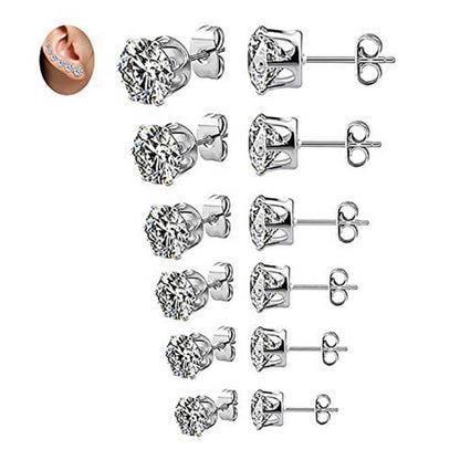 6 Pieces Zircon Earring Set