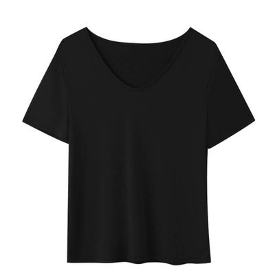 Cotton casual model t shirt-black-front
