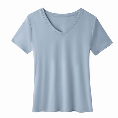 Cotton casual model t shirt-light blue-front