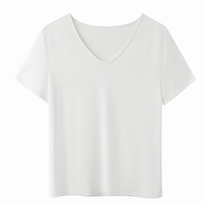 Cotton casual model t shirt-white-front