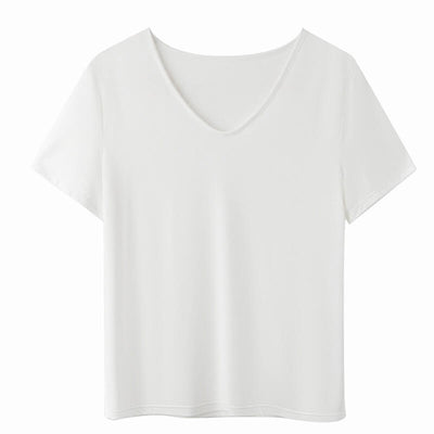 Cotton casual model t shirt-white-front