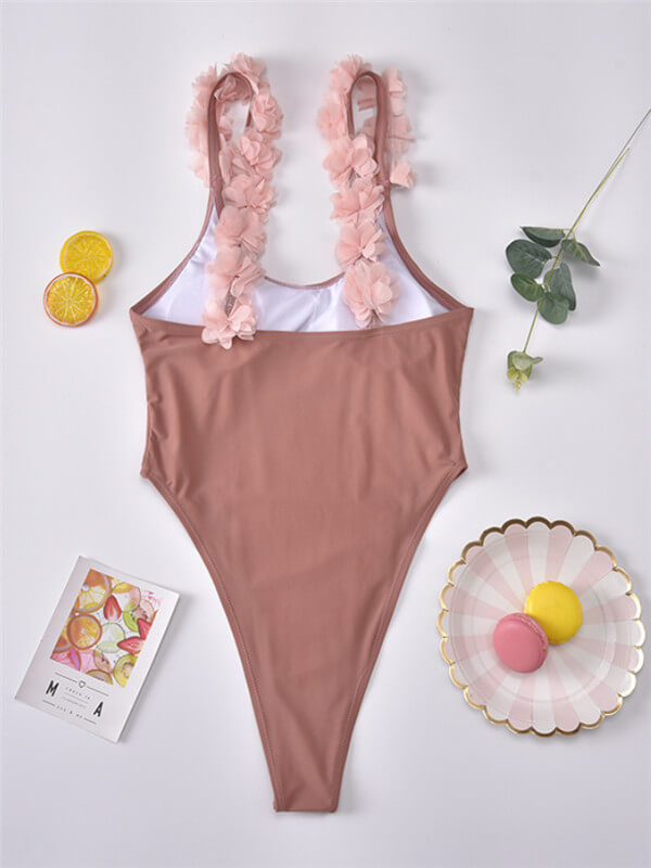 Swimsuit-FlowerSpaghettiStrapOne-PieceSwimsuit-Pink