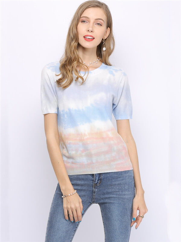 Tie-Dye knit blouse-front