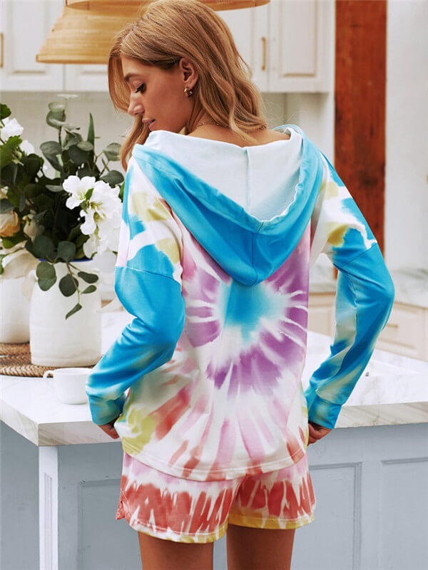 Loungewear-tie dye knit loungewear-back