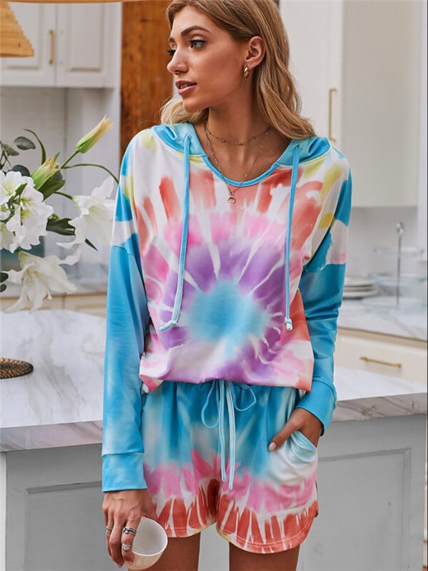 Loungewear-tie dye knit loungewear-front