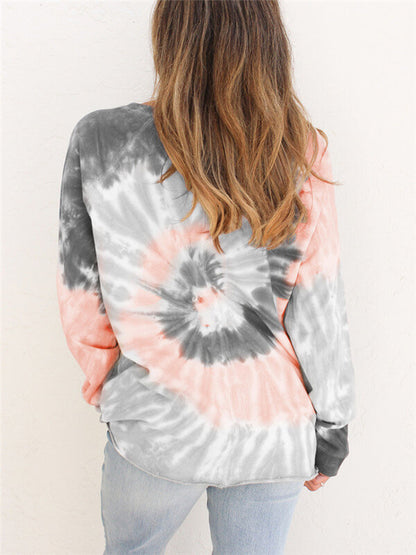 Tie-Dye long sleeve blouse-dark gray-back