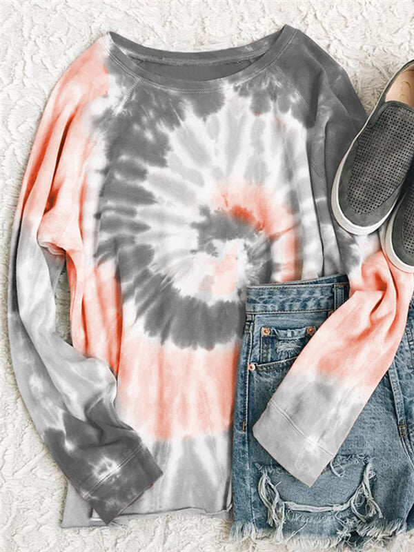 Tie-Dye long sleeve blouse-dark gray-detail