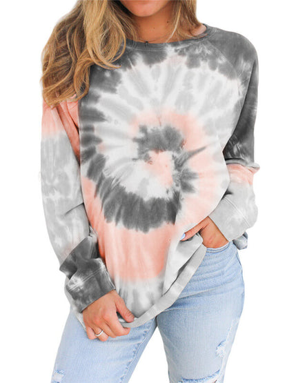 Tie-Dye long sleeve blouse-dark gray-front