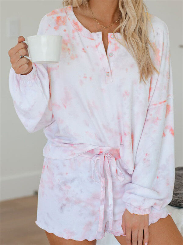 Loungewear-tie dye loungewear-pink-front