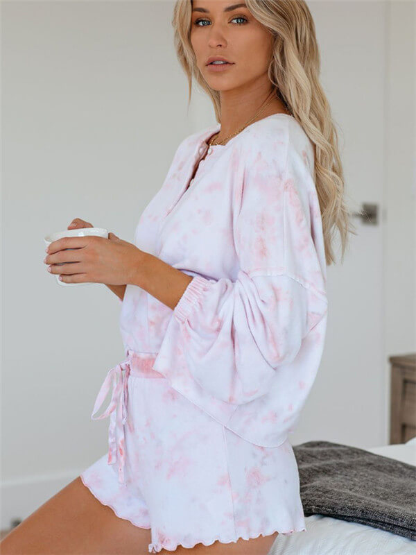 Loungewear-tie dye loungewear-pink-side