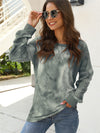 Tie-Dye long sleeve blouse-10030gray-front