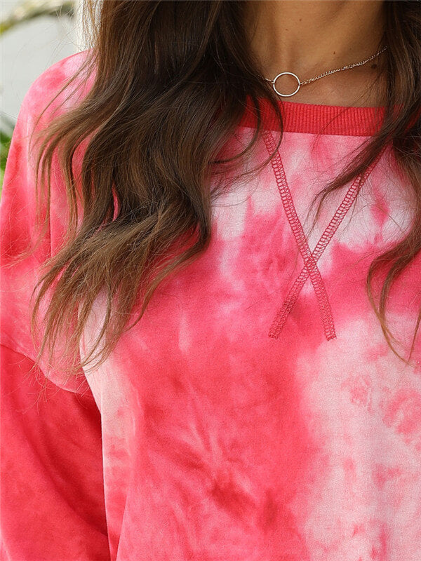 Tie-Dye long sleeve blouse-10030red-detail