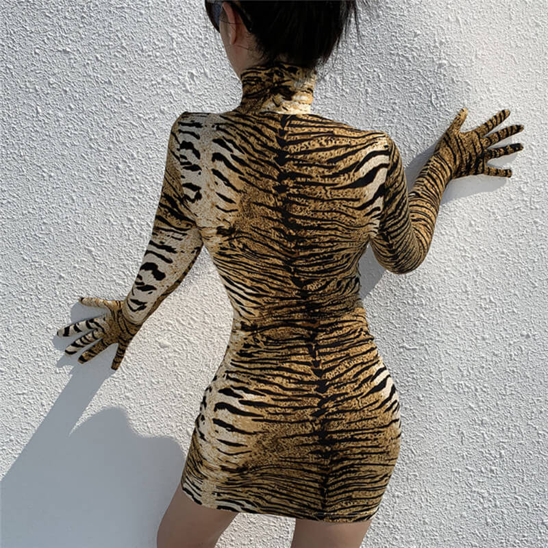 Leopard Tiger Striped Short Dress