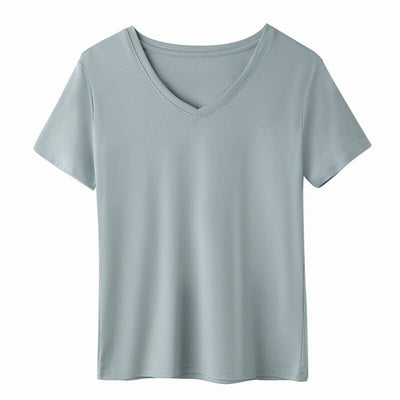 Cotton t shirt-v neck cotton t shirt-gray-front