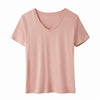 Cotton t shirt-v neck cotton t shirt-pink-front