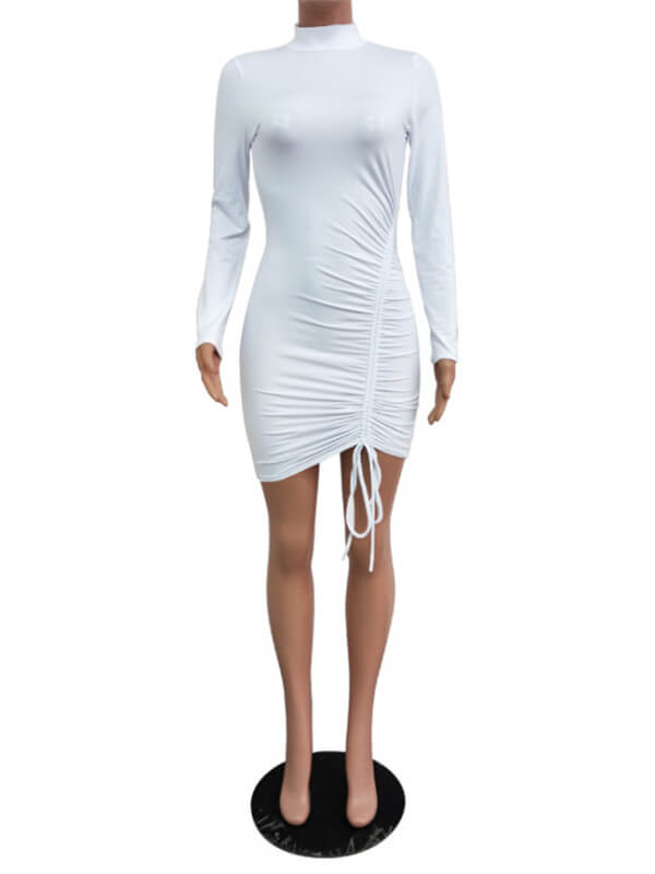 Drawstring Ribbed Bodycon Dress