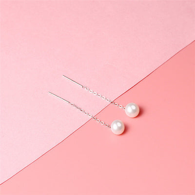 1.5" Silver Pearl Ear Thread