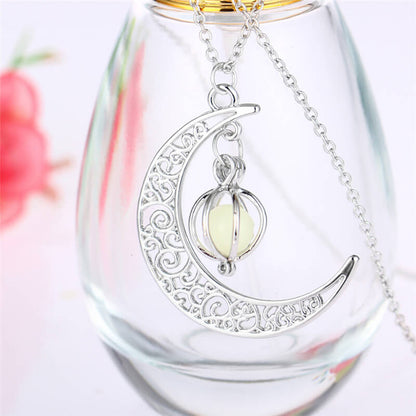 Luminous Moon Pumpkin Pendant Necklace