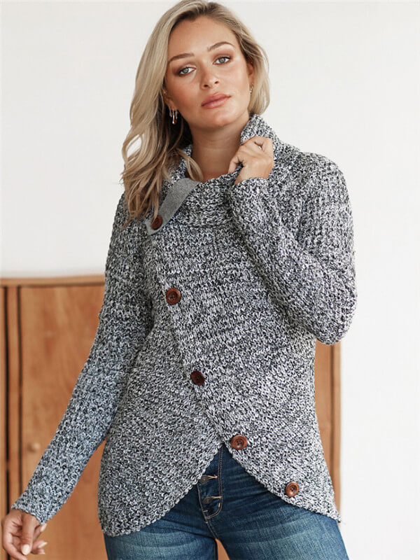 Asymmetrical Button Up Pullover