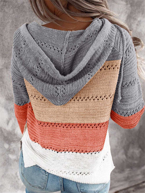 Zipper Up Color Block Sweater