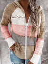 Zipper Up Color Block Sweater