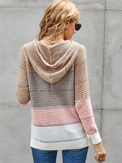 Color Block V Neck Pullover