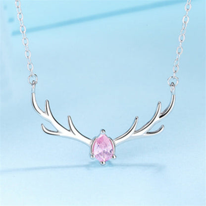 Christmas Elk Silver Necklace