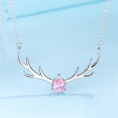 Christmas Elk Silver Necklace