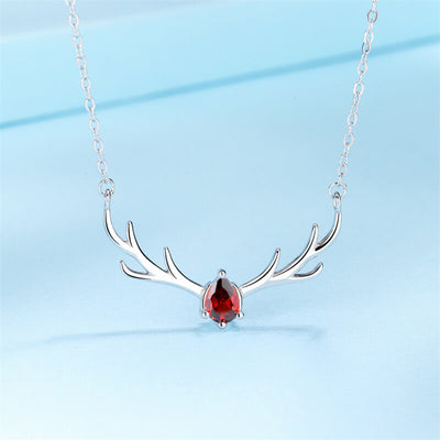 Christmas Elk Silver Necklace