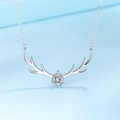 Christmas Elk Silver Necklace