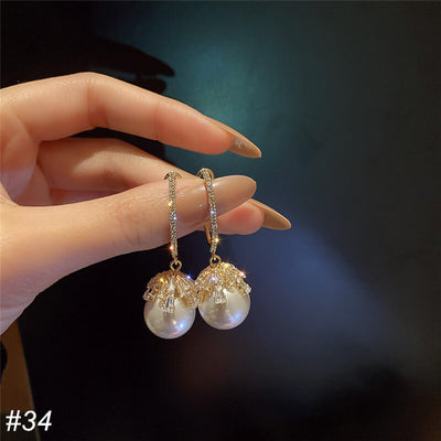 Zircon Pearl Drop Earrings